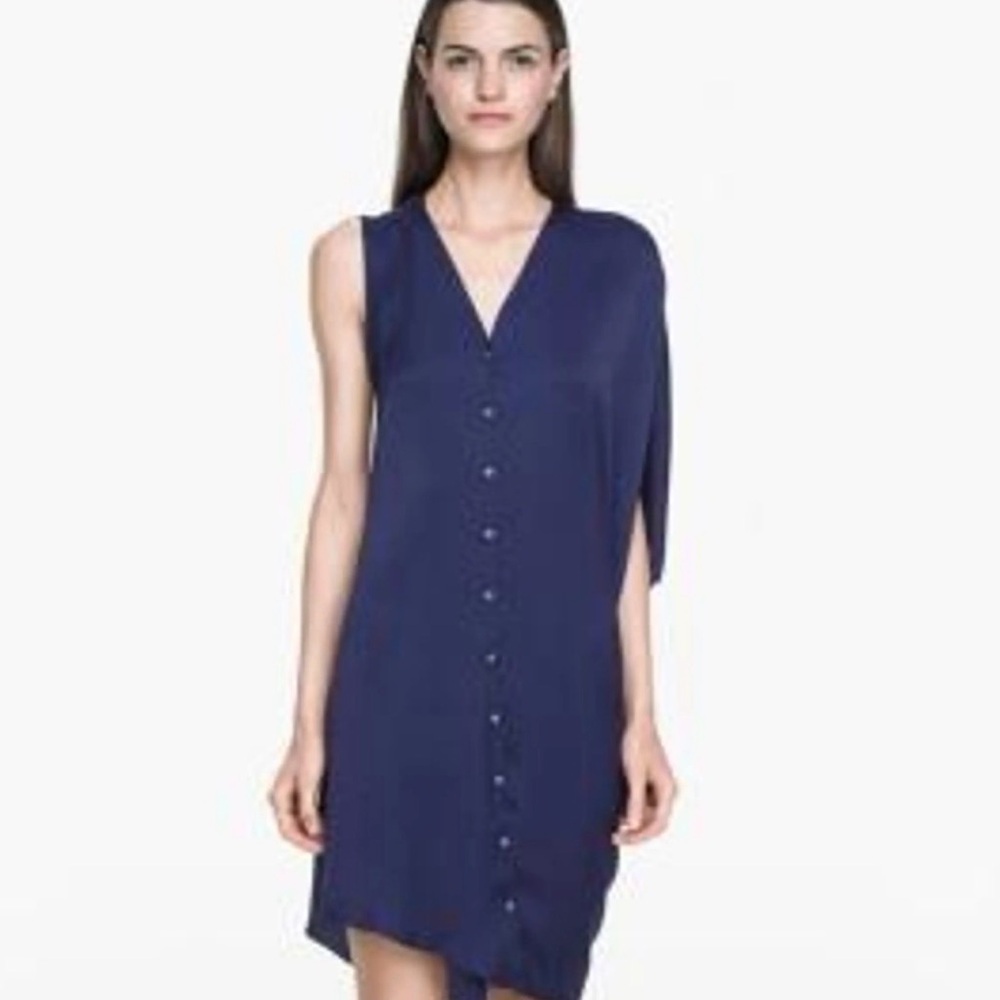 Helmut Lang Asymmetrical Dress in Deep Blue